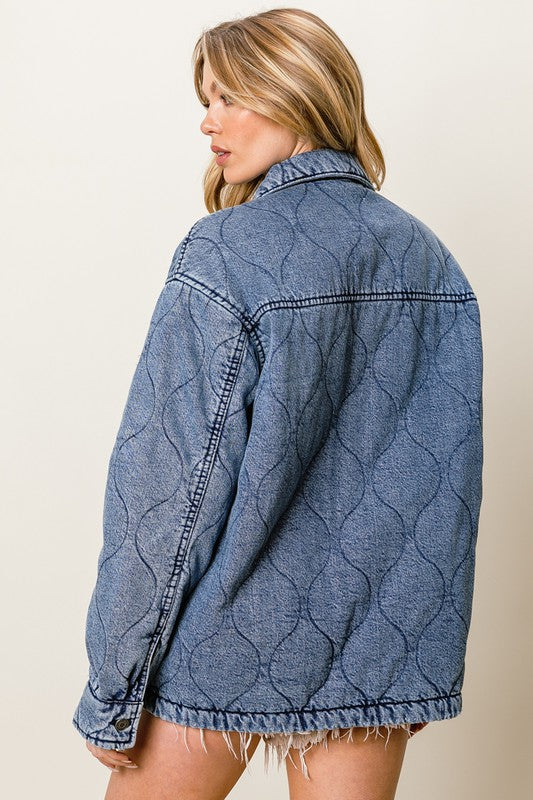 Denim Washed Quilted Jacket