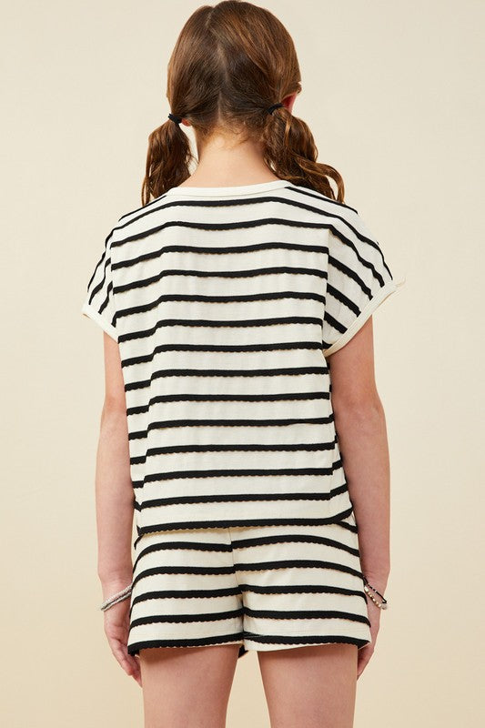 Girls Striped Dolman Top