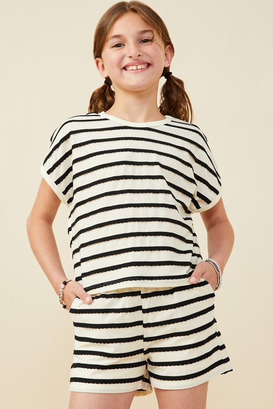 Girls Striped Dolman Top