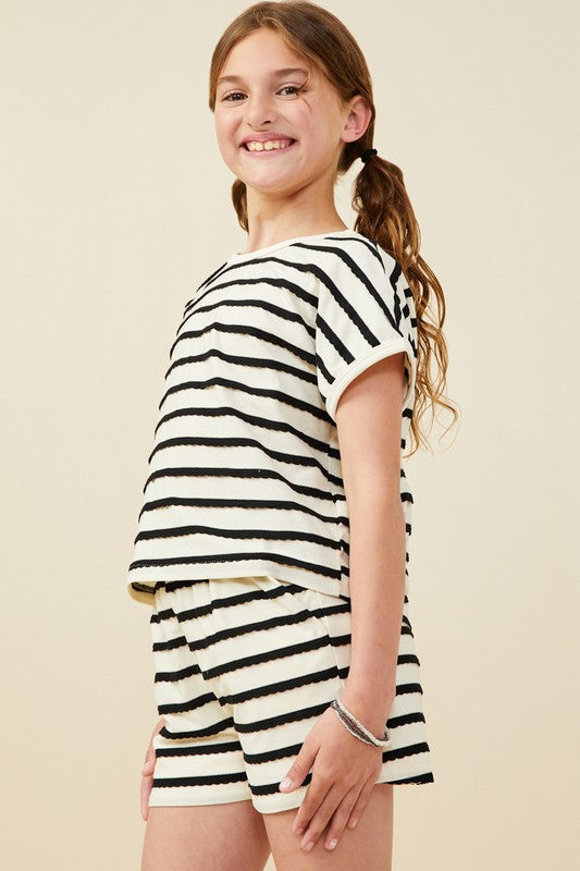 Girls Striped Dolman Top