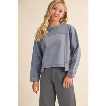 Girls Textured Crewneck