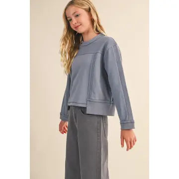 Girls Textured Crewneck