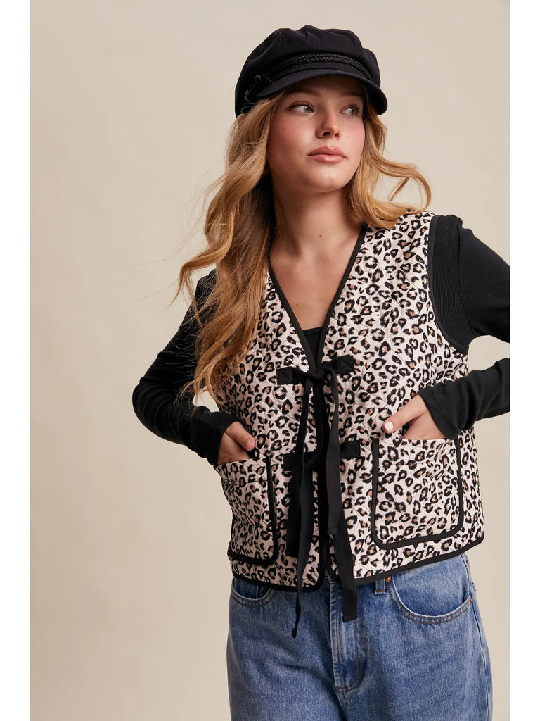 Leopard Print Vest with Bows