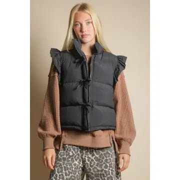 Ruffle Shoulder Vest with Bows