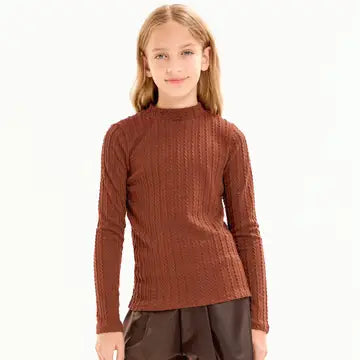 Girls Textured Mock Neck Top