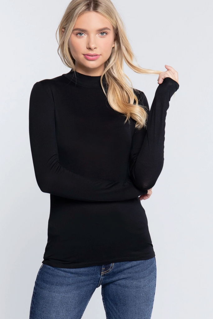 Long Sleeve Layering Mock Neck