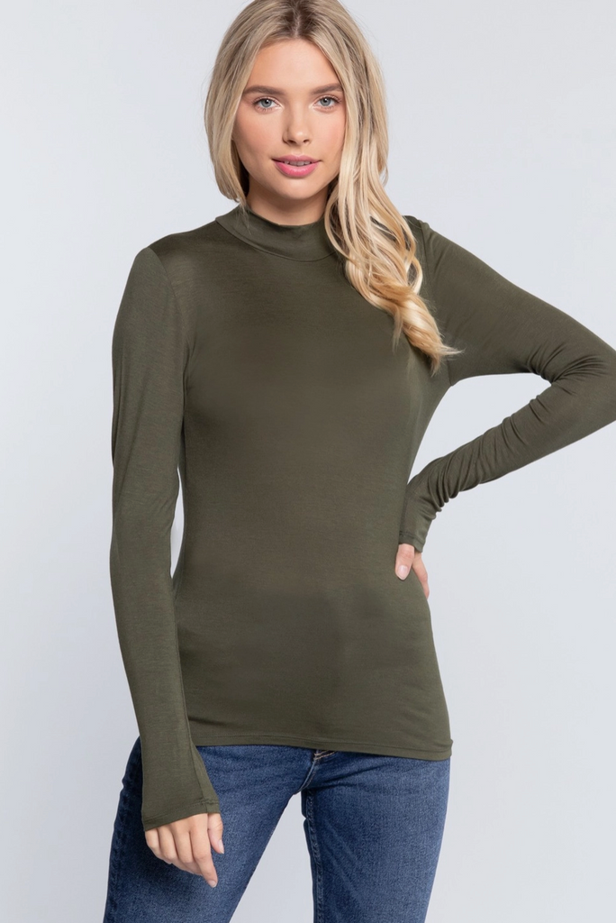 Long Sleeve Layering Mock Neck