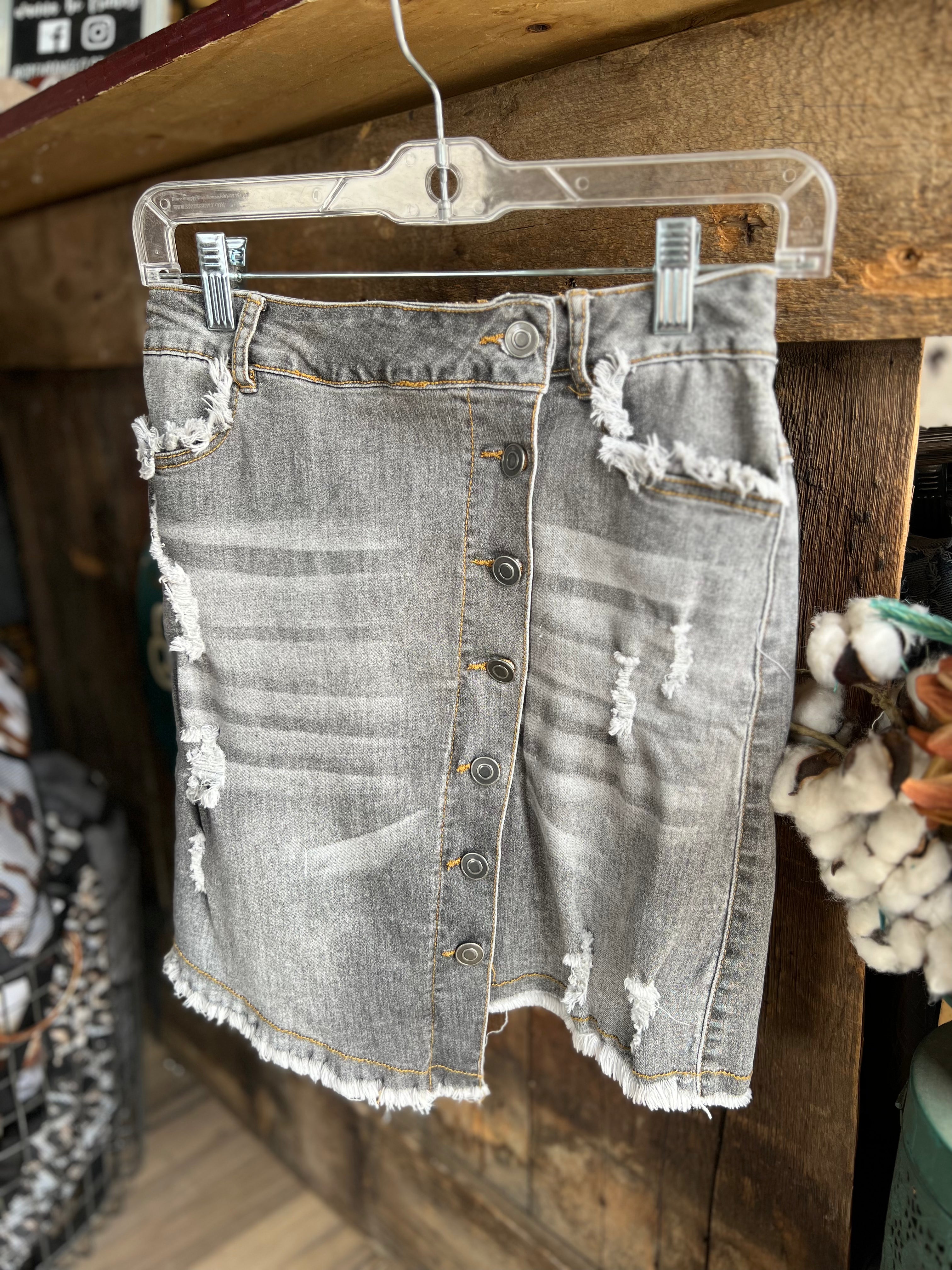 White ripped denim shop skirt